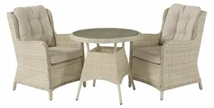 Chedworth 80cm Round Bistro Table with 2 High-Back Armchairs - Sandstone - image 1