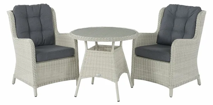 Chedworth 80cm Round Bistro Table with 2 High-Back Armchairs - Dove Grey - image 1