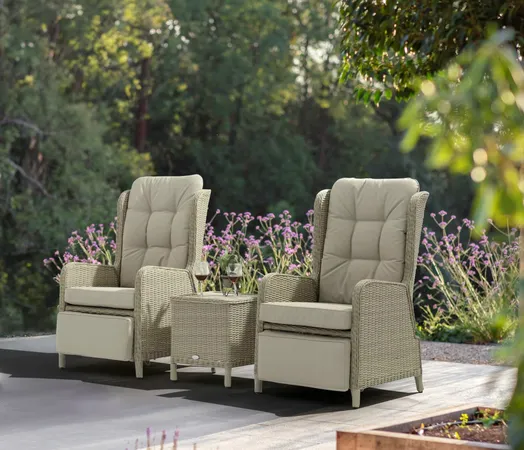 Chedworth Deluxe Recliner Set Integral Footstools & Ceramic Top Coffee Table - Sandstone - image 3