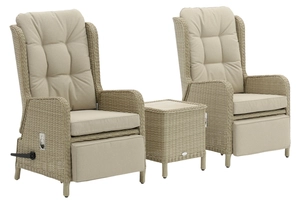 Chedworth Deluxe Recliner Set Integral Footstools & Ceramic Top Coffee Table - Sandstone - image 1