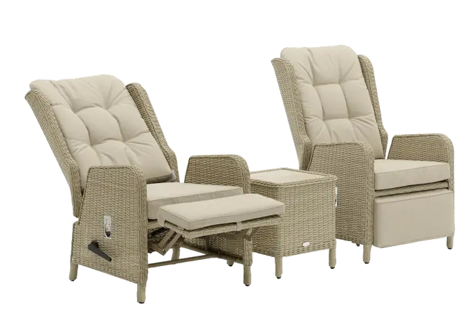 Chedworth Deluxe Recliner Set Integral Footstools & Ceramic Top Coffee Table - Sandstone - image 2