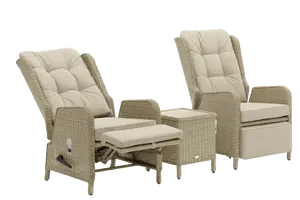 Chedworth Deluxe Recliner Set Integral Footstools & Ceramic Top Coffee Table - Sandstone - image 2