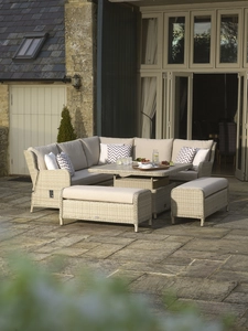 Chedworth Reclining Square Sofa with Ceramic Adjustable Table & 2 Benches - Sandstone - image 2