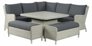 Chedworth Reclining Square Sofa with Ceramic Adjustable Table & 2 Benches - Dove Grey - image 1