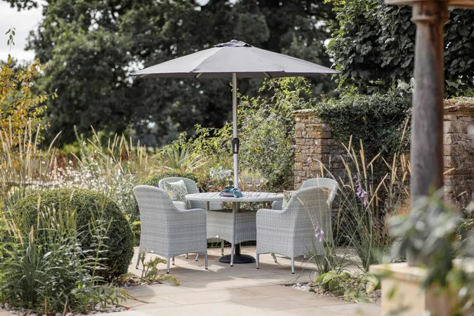 Tetbury 110cm Tree-Free Round Table with 4 Armchairs,Eco, Parasol & Base - Cloud - image 2