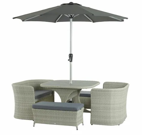 Tetbury 8 Seat Balcony Set with Tree-Free Top, Parasol & Base - Cloud - image 1