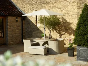 Tetbury 8 Seat Balcony Set with Tree-Free Top, Parasol & Base - Nutmeg - image 4