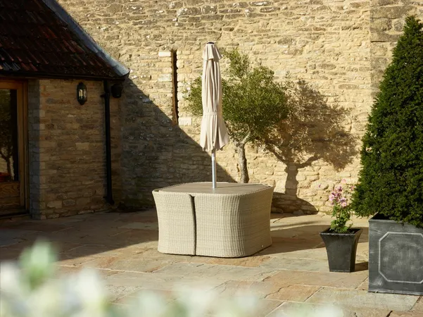 Tetbury 8 Seat Balcony Set with Tree-Free Top, Parasol & Base - Nutmeg - image 5