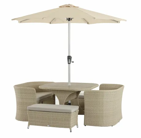 Tetbury 8 Seat Balcony Set with Tree-Free Top, Parasol & Base - Nutmeg - image 1