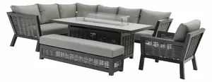 Tuscan Modular L-Shape Sofa with Large Firepit Table, Bench & Chair - image 1